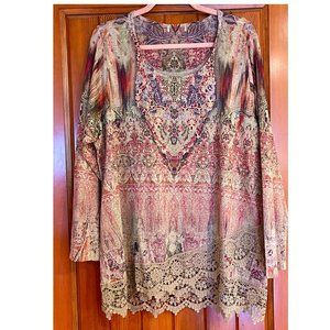Vintage Tunic Top ~ 2x 3x ~ soft romantic boho with lace